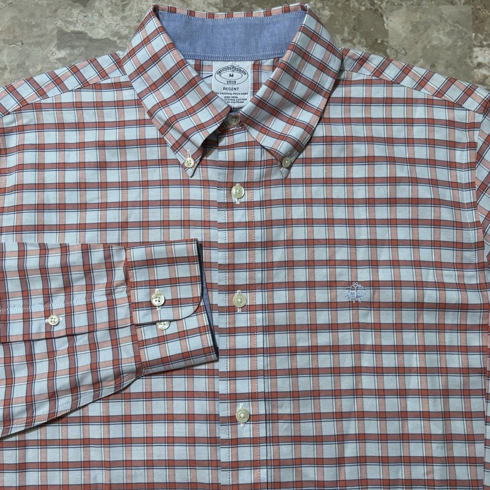 Brooks Brothers Shirt Mens Medium Oxford Long Sleeve Regent Polo Cotton OCBD